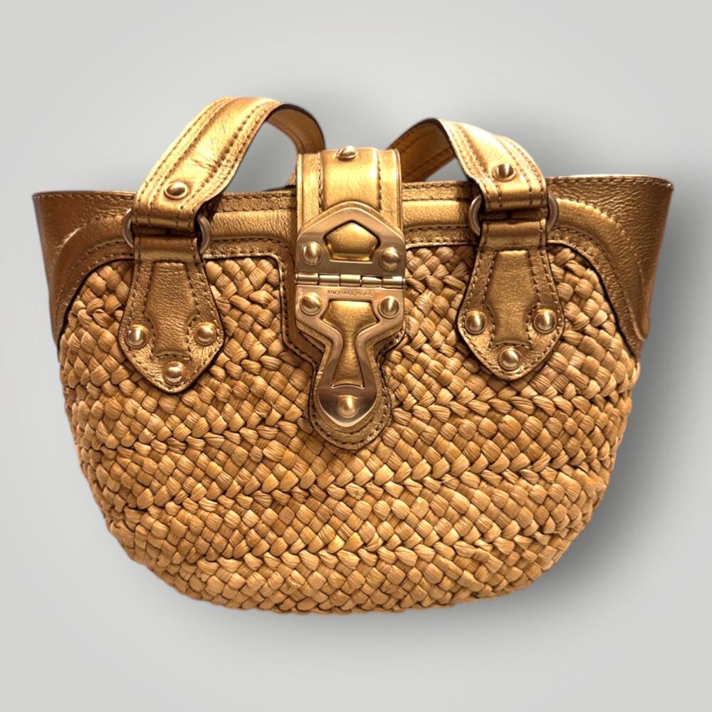 Vintage Y2k Michael Kors Santorini Raffia Leather Purses Shoulder Bags